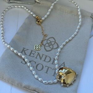 Scott Gold Heart Necklace with Pearls
